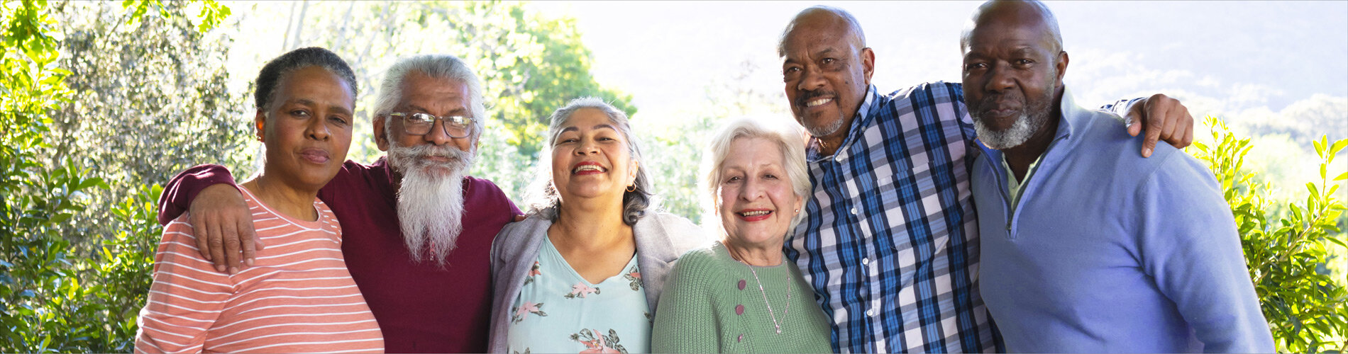 A group of senior citizens outside.