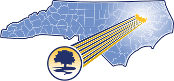 A map of North Carolina highlighting the location of Williamston, North Carolina